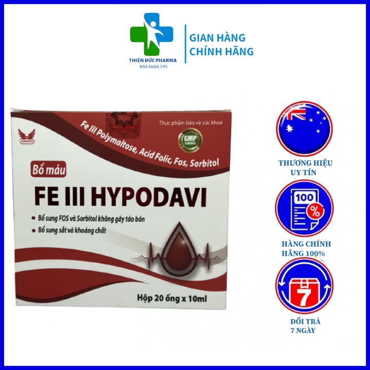 Viên Uống Fe Lll Hypodavi  Hỗ Trợ Bổ Sung Sắt Tái Tạo Hồng Cầu, Cải Thiện Tình Trạng Thiếu Máu Của Cơ Thể