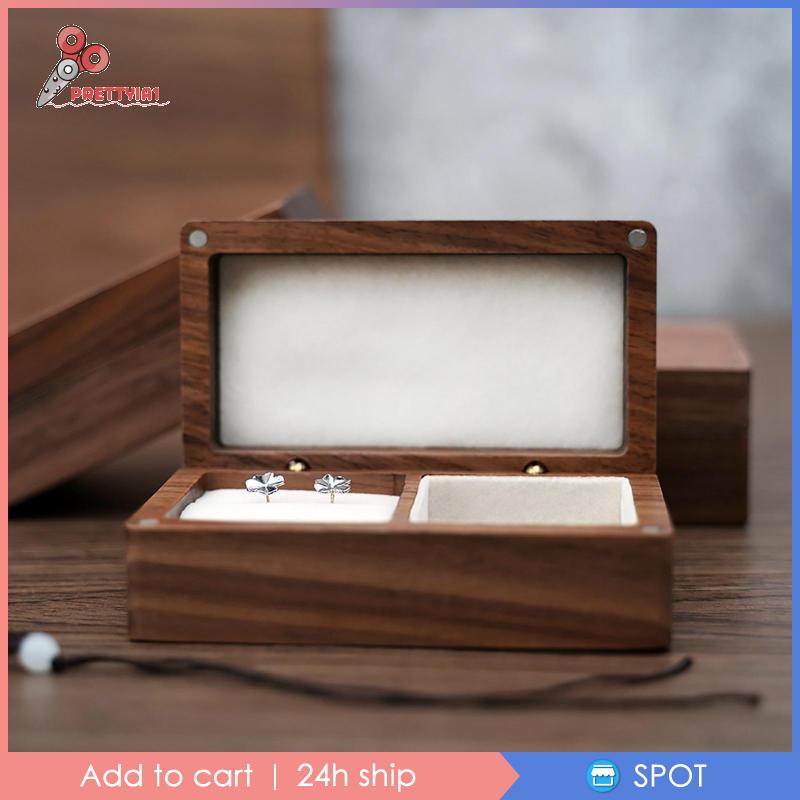 Hộp Đựng Trang Sức Bằng Gỗ Có Nắp Đậy &amp; Giá Đỡ Prettyia1