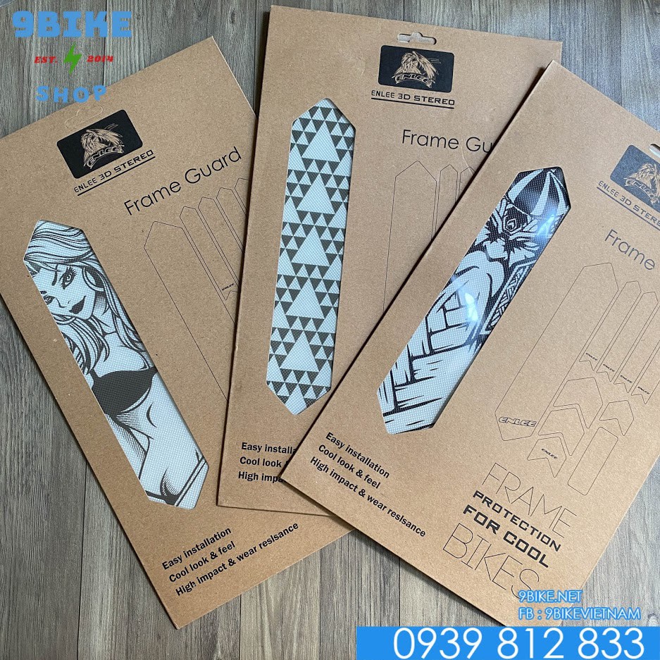 Bộ tem dán 3D cao cấp bảo vệ khung sườn xe đạp ENLEE