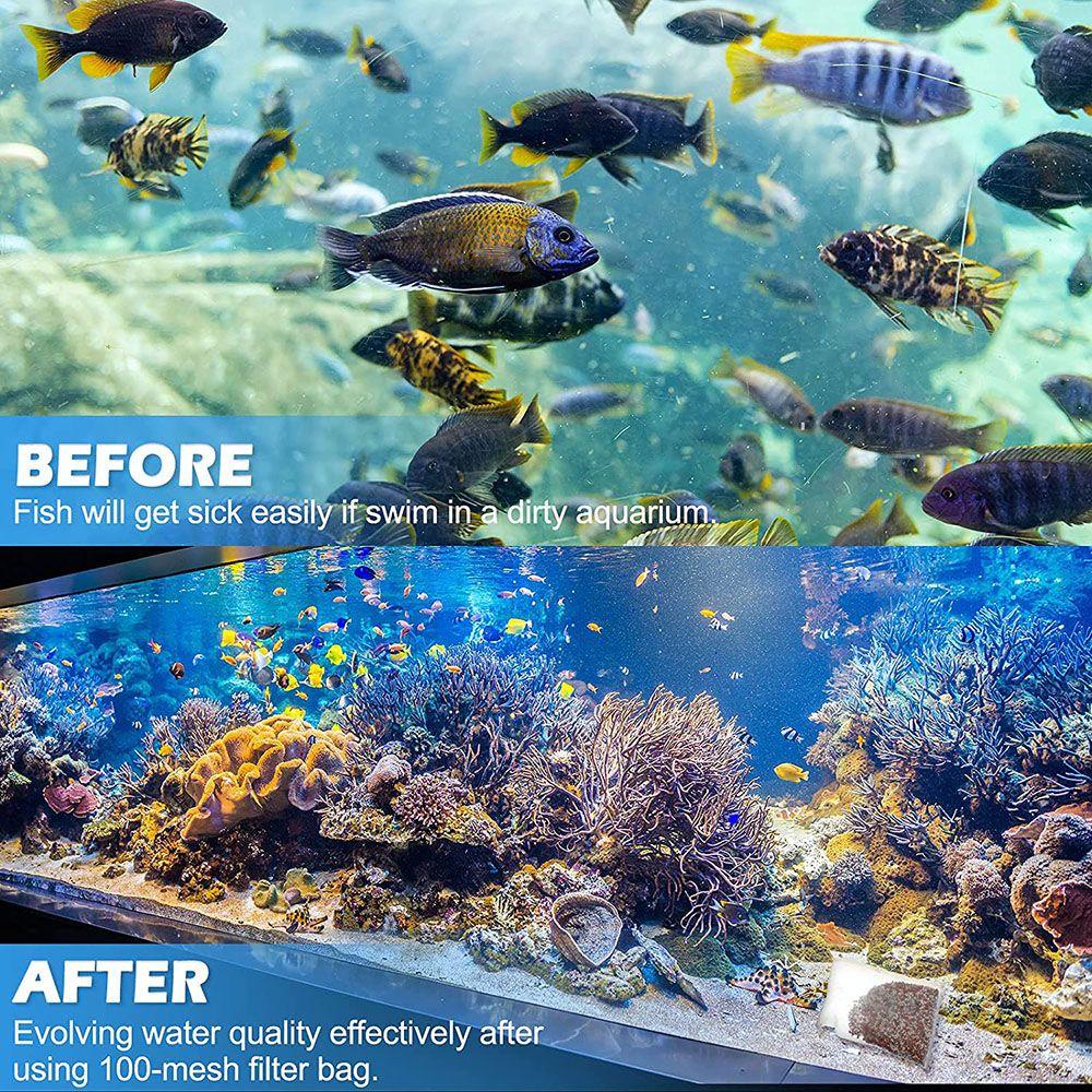 Set 5 Túi Lưới Lọc Có Khóa Kéo Màu Trắng Đen Cho Bể Cá