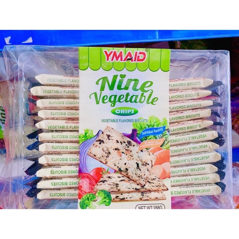 [FREESHIP]Bánh hoa quả quy xốp Nine Vegatable biscuits YMAID túi 288gr (22 gói)
