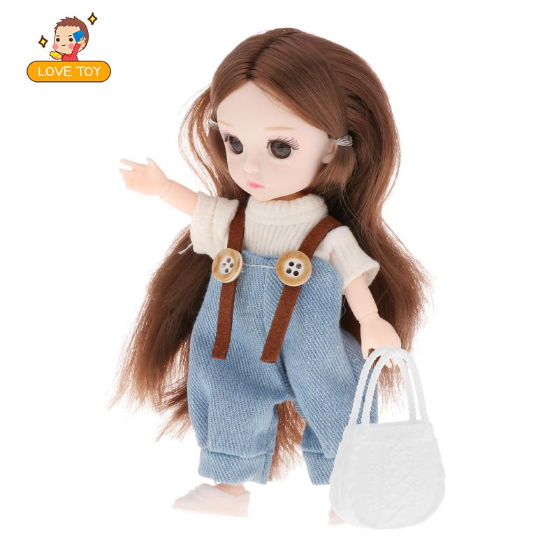 [whgirl]Fashion 13 Flexible Ball Jointed ,1/8 BJD Doll with Clothes Shoes Long Hair,Dress up Accessor,Baby Doll Toy Gift