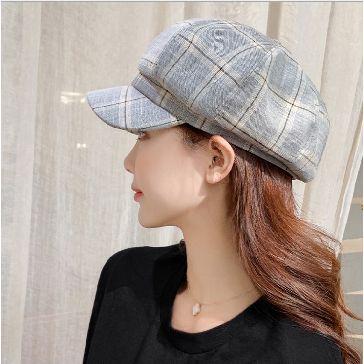 Mũ nồi Beret Sọc caro CAO CẤP kiểu lưỡi trai - N3270