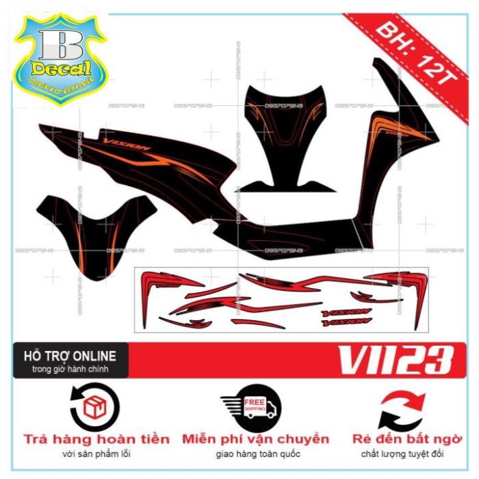 ( Quí khách vui lòng mang ra tiệm cho thợ dán ) Tem VISION 2021CHỈ ĐỎ ĐEN 1123 [Bi Decal]