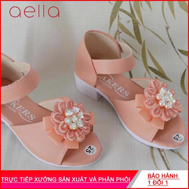 Giày trẻ em nữ nơ bông hoa AELLA008 xinh xắn đáng yêu cho bé từ 1 tới 5 tuổi, giày xăng đan bé gái