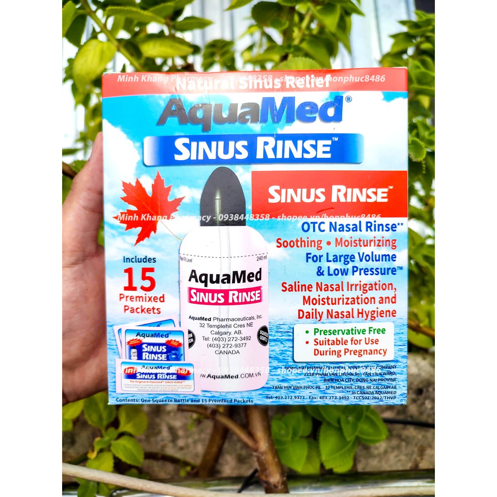 Bình rửa mũi AquaMed Sinus Rinse cho người lớn muối rửa mũi dụng cụ nước rửa mũi vệ sinh mũi rửa sạch mũi xoang