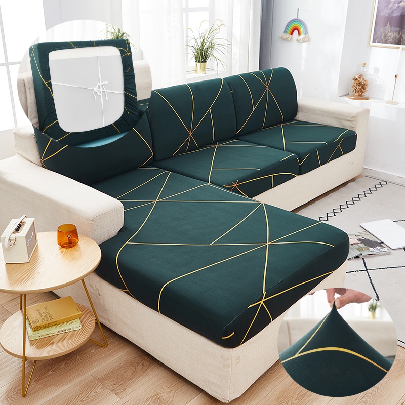 Vỏ bọc đệm ghế sofa hình chữ L 10 kích cỡ chất liệu co giãn in họa tiết hoa trang trí phòng khách tiện dụng