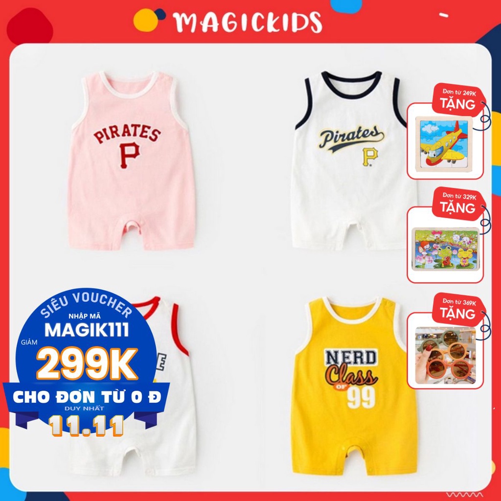 Bộ body ba lỗ thể thao mùa hè cho bé trai và bé gái chất liệu 100% cotton chính hãng Buukids