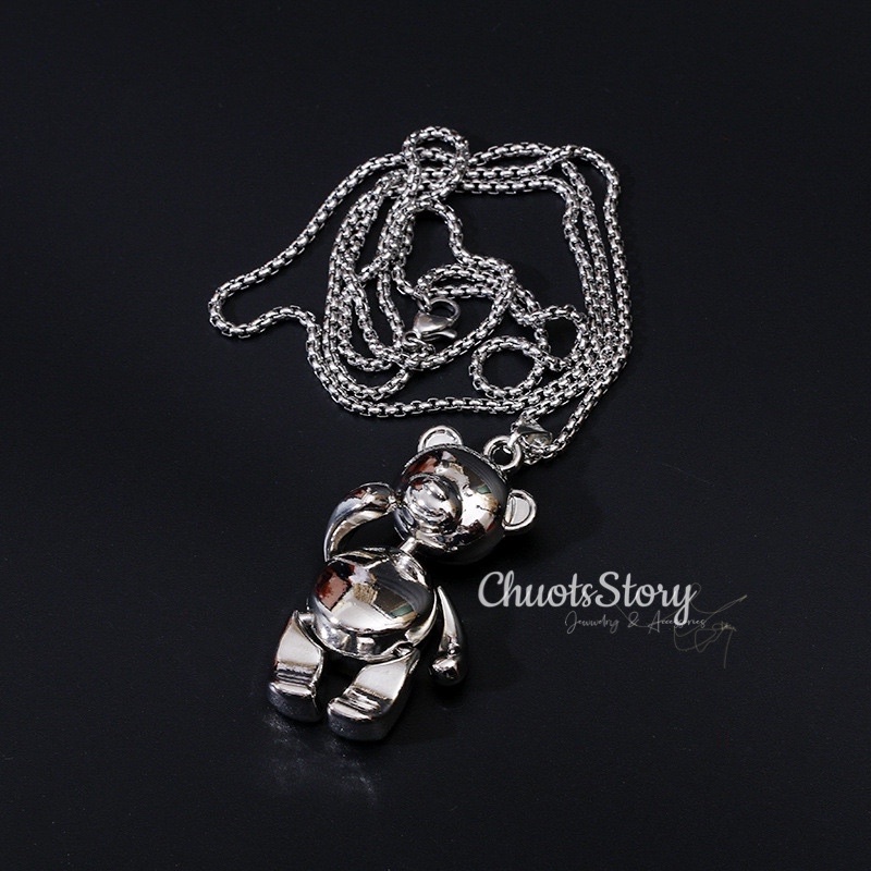 Vòng cổ titan không gỉ hình Gấu Teddy, dây chuyền nam nữ unisex cá tính- VCT0019 - ChuotsStory