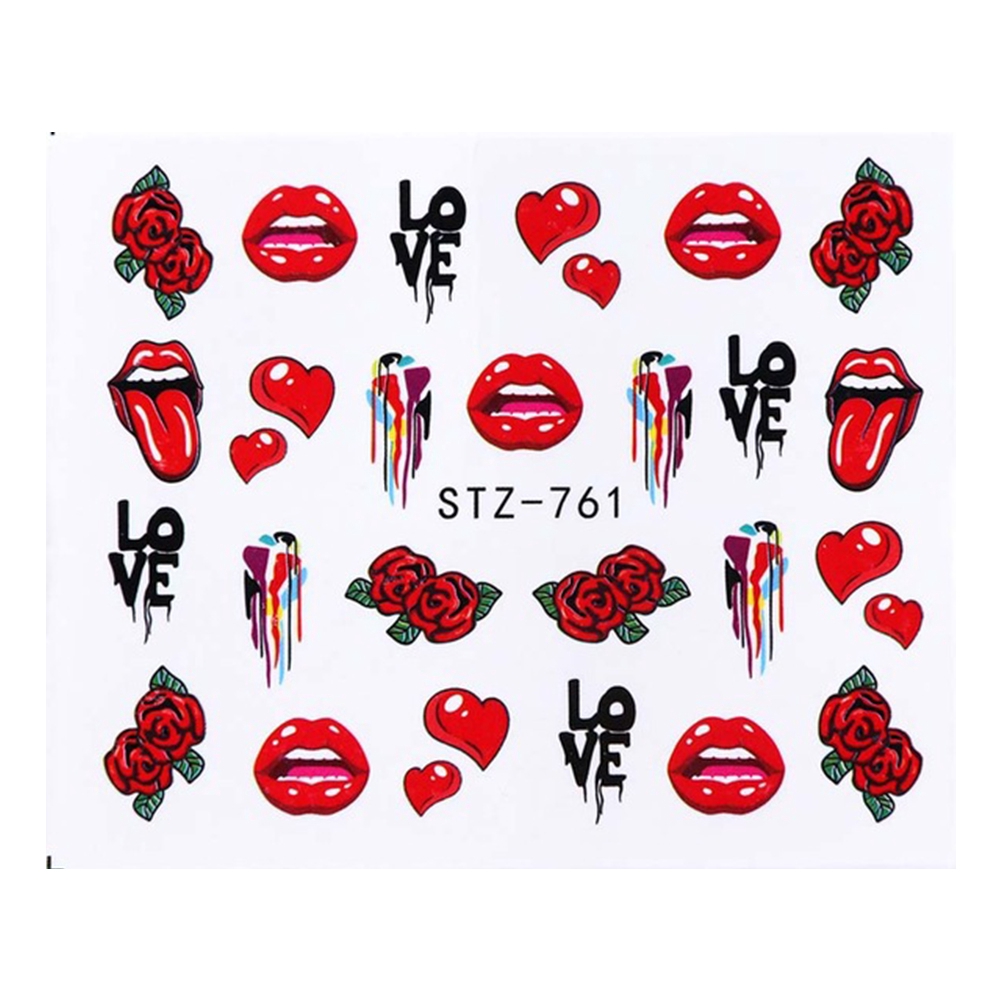 [Hàng mới về] Nhãn dán 6 phong cách tùy chọn kiểu châu âu hình đôi môi đỏ quyến rũ chuyển nước