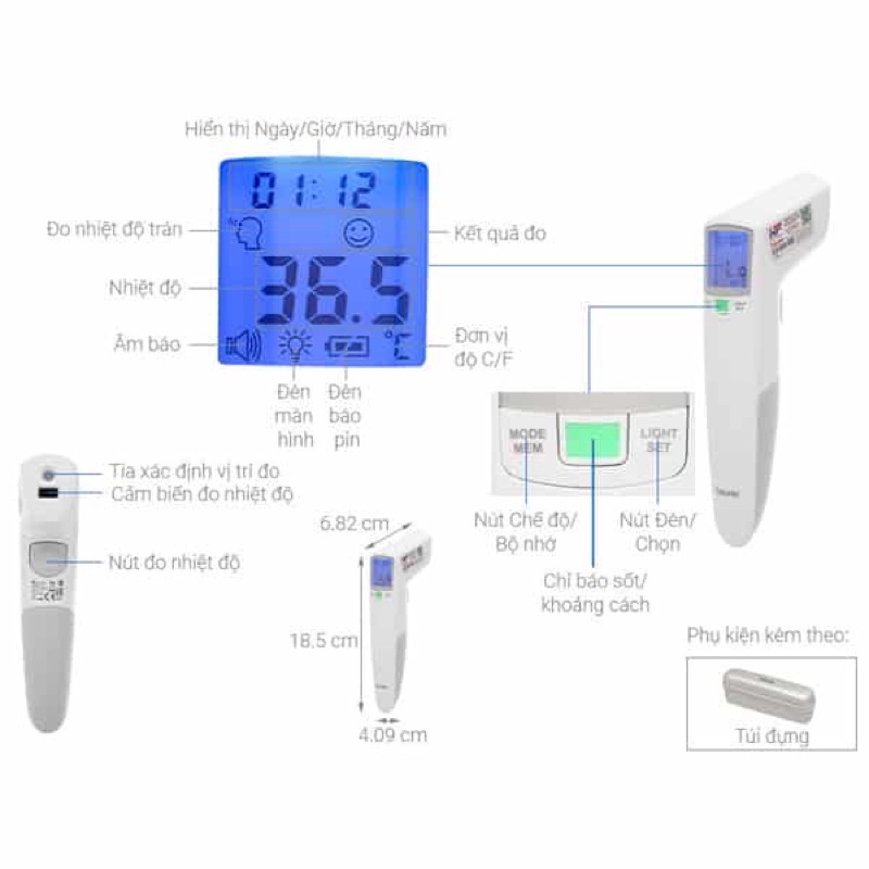 Nhiệt kế điện tử, nhiệt kế hồng ngoại đo trán và tai BEURER FT100 không tiếp xúc bảo hàng 2 năm chính hãng