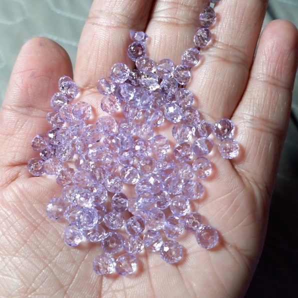 10-25-50gr hạt nhựa bánh cam 6mm màu trong - Nguyên liệu làm vòng, handmade