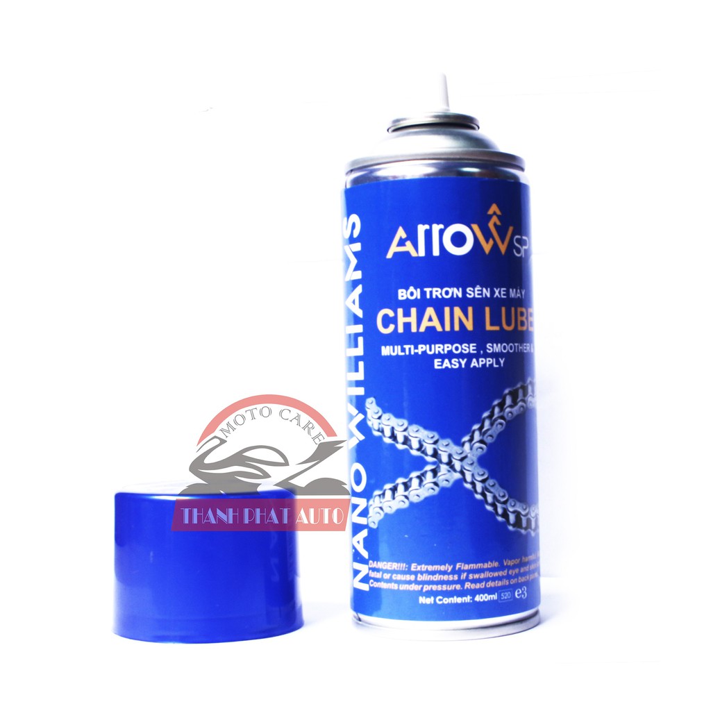 CHAI XỊT BÔI TRƠN SÊN XE MÁY ARROW CHAIN LUBE 400ML TẶNG BÀN CHẢI SÊN CHUYÊN NGHIÊP 3D