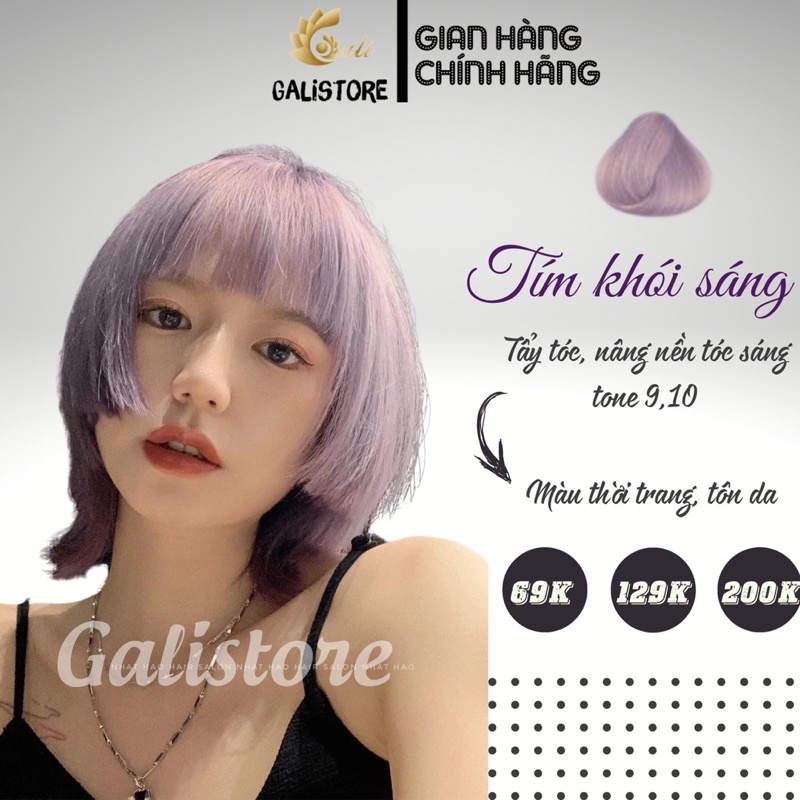 Thuốc nhuộm tóc Tím Khói Sáng cần Thuốc Tẩy Tóc tặng kèm oxy trợ nhuộm Galistore
