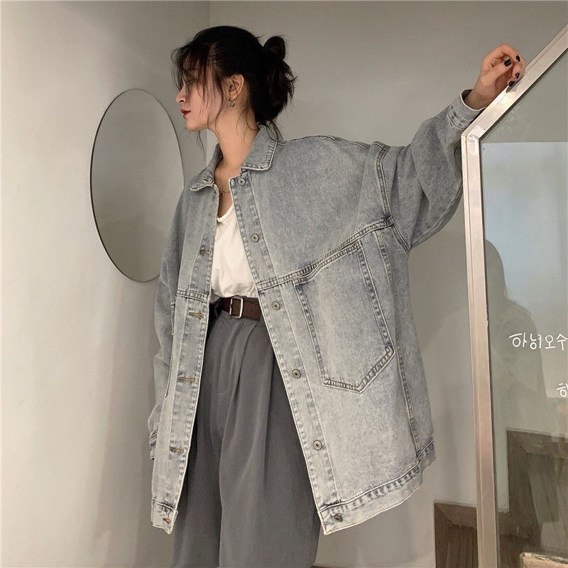 Áo khoác denim xanh 2 túi