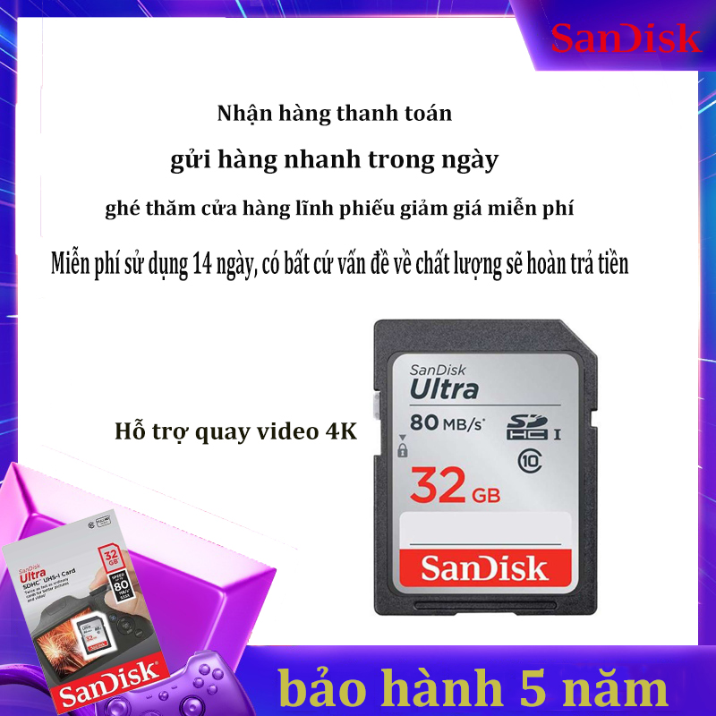 [Giảm giá / triết khấu 12% ] SanDisk Ultra  32GB 64GB  Thẻ Nhớ SDHC/SDXC Thẻ SD Class10 Thẻ C10 UHS-I 80 MB/giây