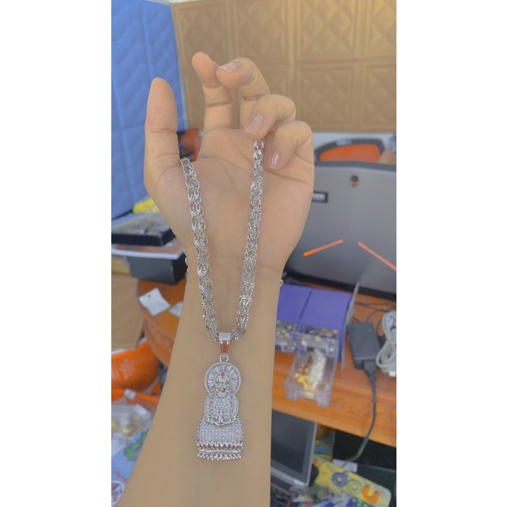 Dây Chuyền Mặt Phật Quan Âm Bạch Kim Cầu May Mắn Bình An - Trang Sức Nữ Đẹp Giá Rẻ - Queen Jewelry