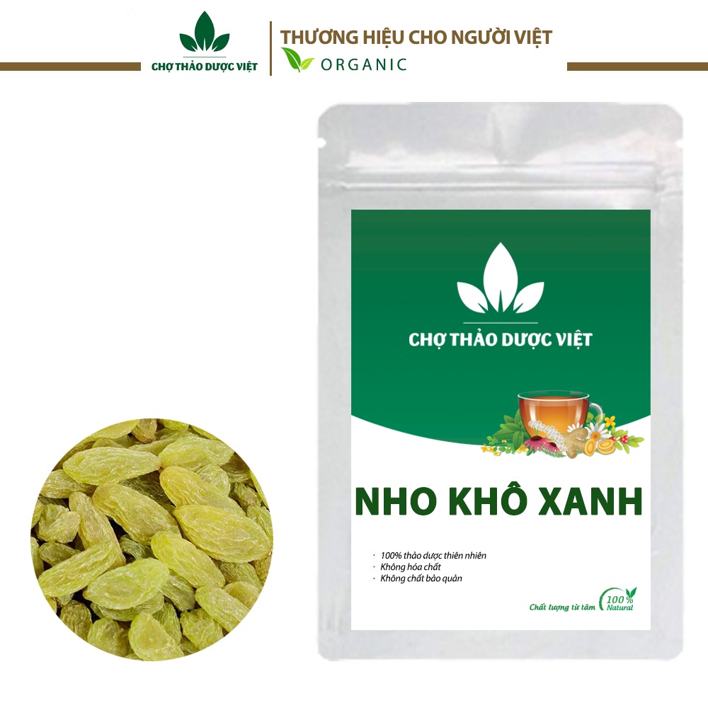Nho khô xanh hữu cơ 1kg ( Nho sấy không hạt loại 1, đồ ăn vặt heathly tốt cho người ăn kiêng) - Chợ Thảo Dược Việt