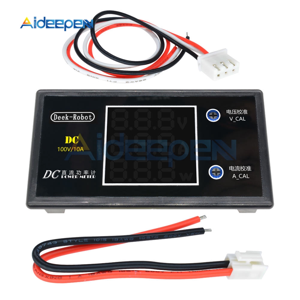 Đồng hồ đo vôn kế / công suất / dòng điện 0-100V 10A màn hình LCD 12 24 36V 1000W