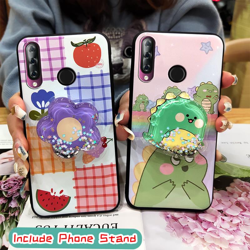 Ốp điện thoại mềm chống bụi bẩn hình hoạt họa dễ thương nữ tính kèm giá đỡ cho Itel S15/S15 Pro