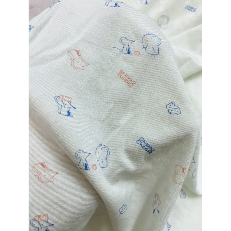 vải thun cotton lụa sơ sinh hình voi và chuột