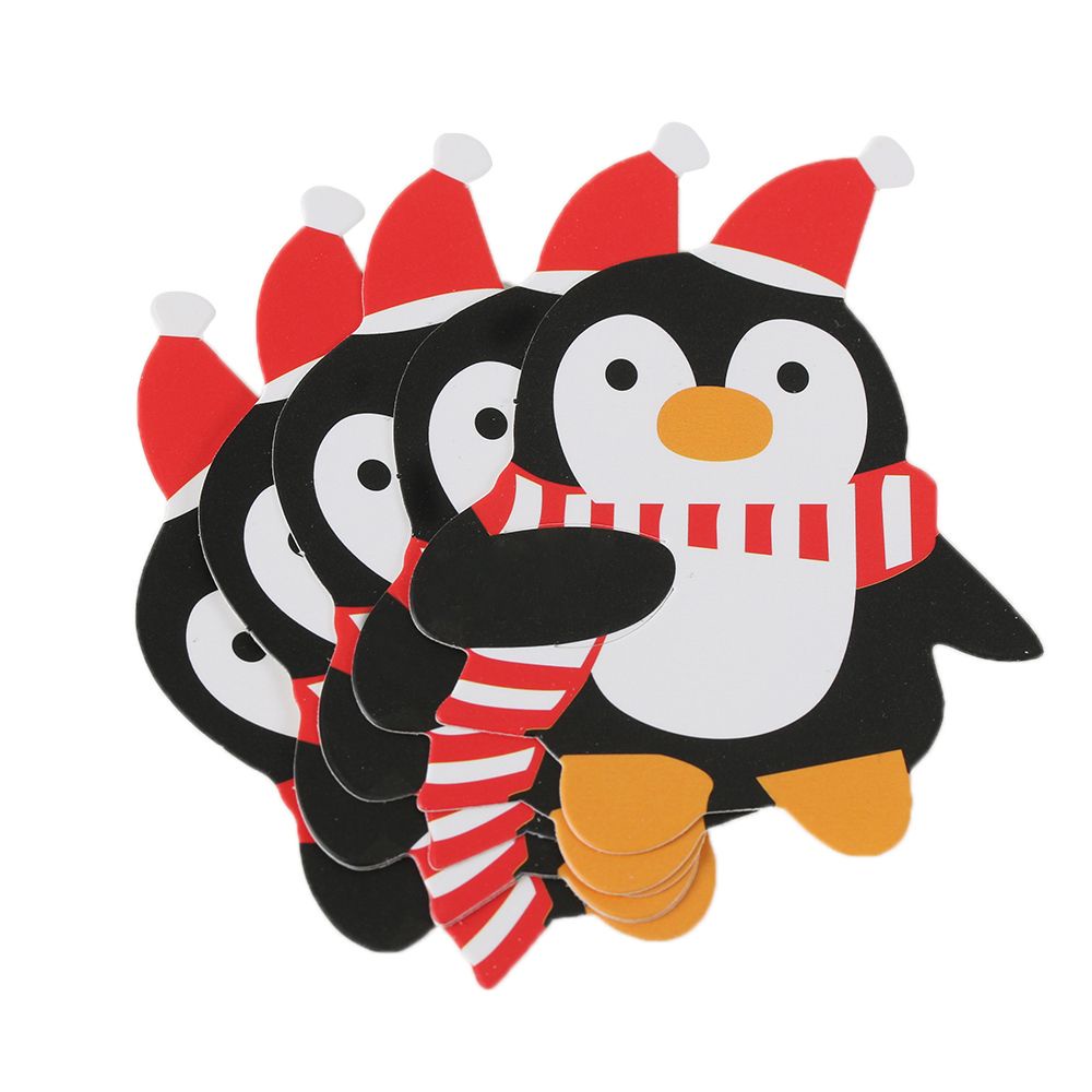 Set 50 Thẻ Giấy Hình Ông Già Noel / Người Tuyết / Chim Cánh Cụt Dễ Thương Trang Trí Hộp Quà Giáng Sinh Diy