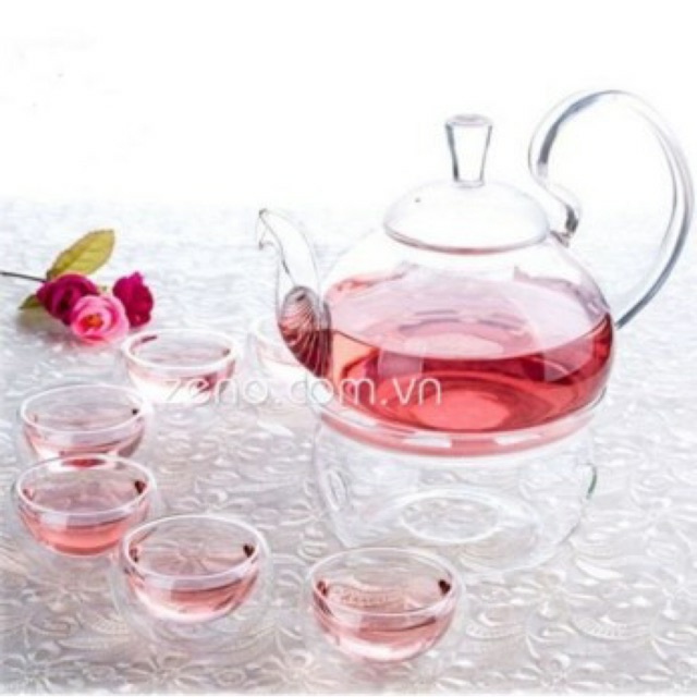 Bộ ấm chén thuỷ tinh pha trà (không kèm khay) AT7+BN2+CT2