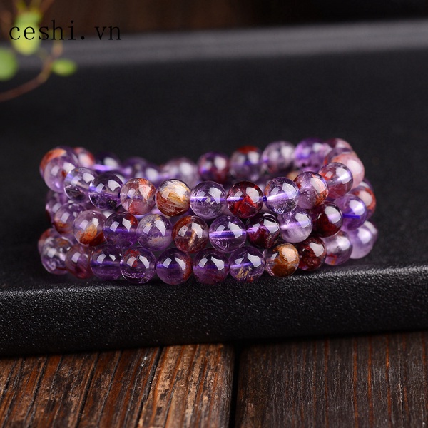 Vòng đeo tay chuỗi hạt đá pha lê tím titanium 4-6mm thời trang