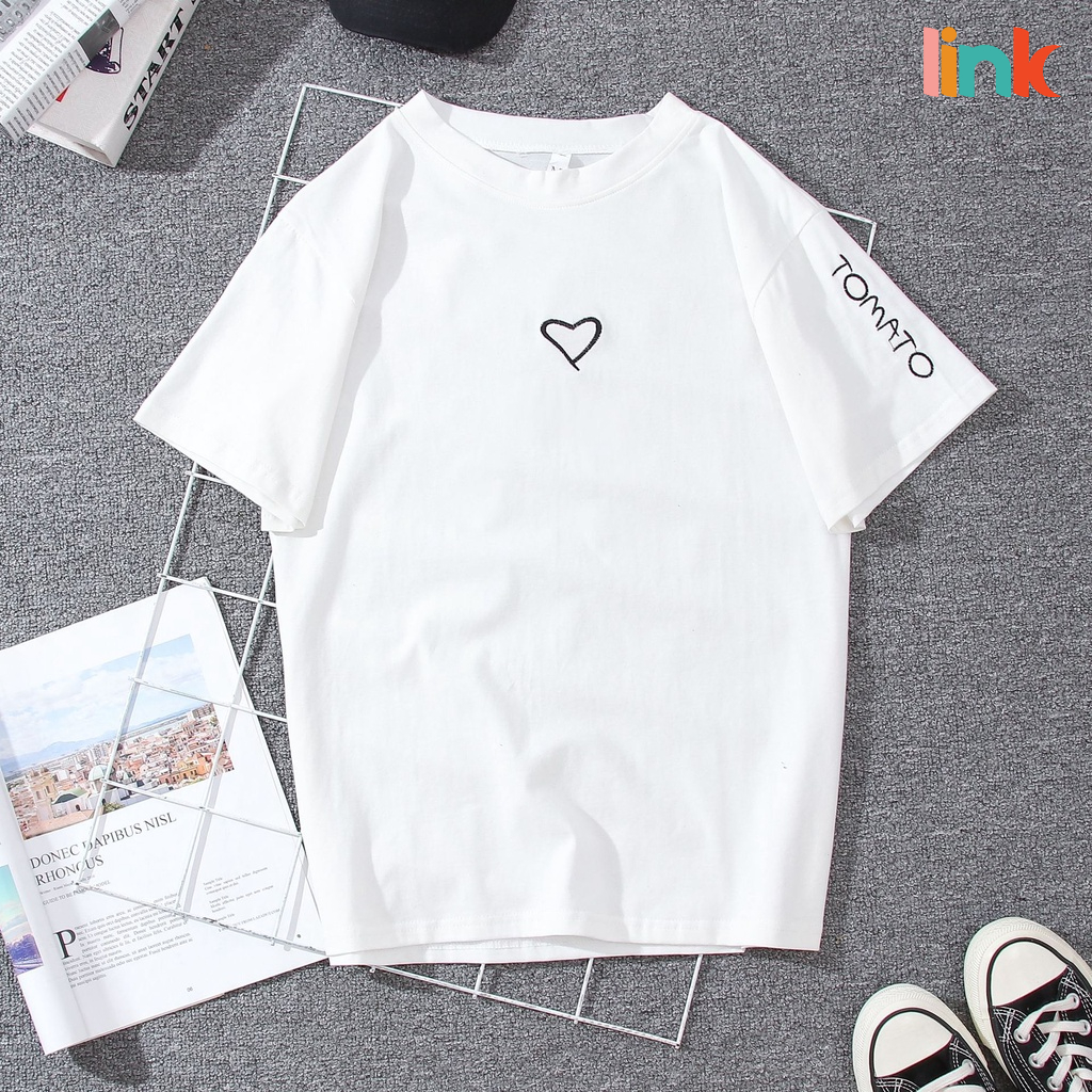 Áo đôi TRÁI TIM trước ngực nhỏ xinh oversize tay lỡ dáng rộng