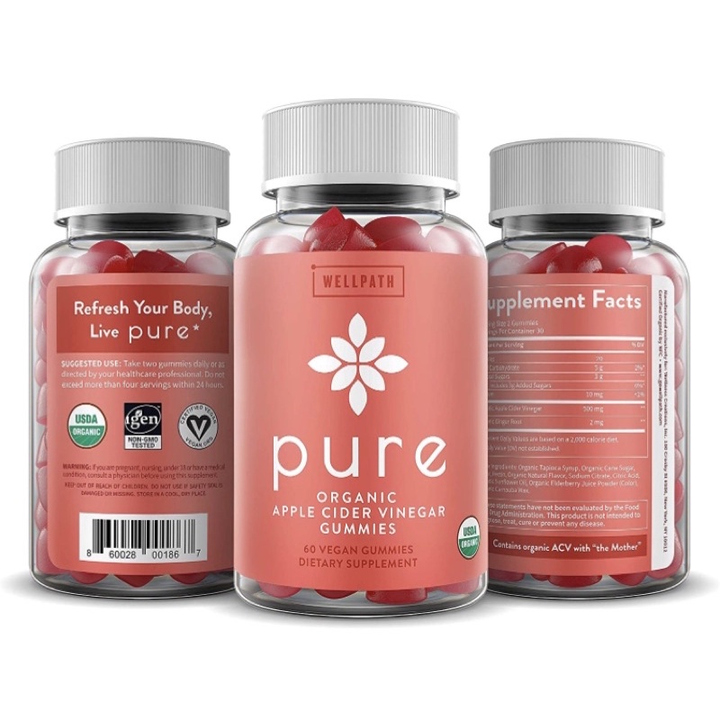 Kẹo dẻo giấm táo organic thuần chay giảm cân detox cơ thể WellPath 60 viên USA