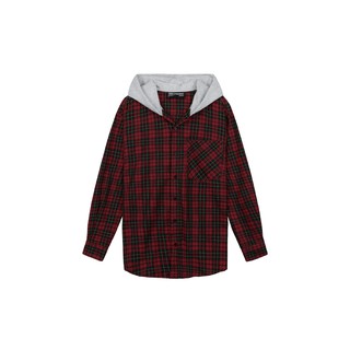 Áo Sơ Mi Hooded Flannel Jacket Màu Đỏ