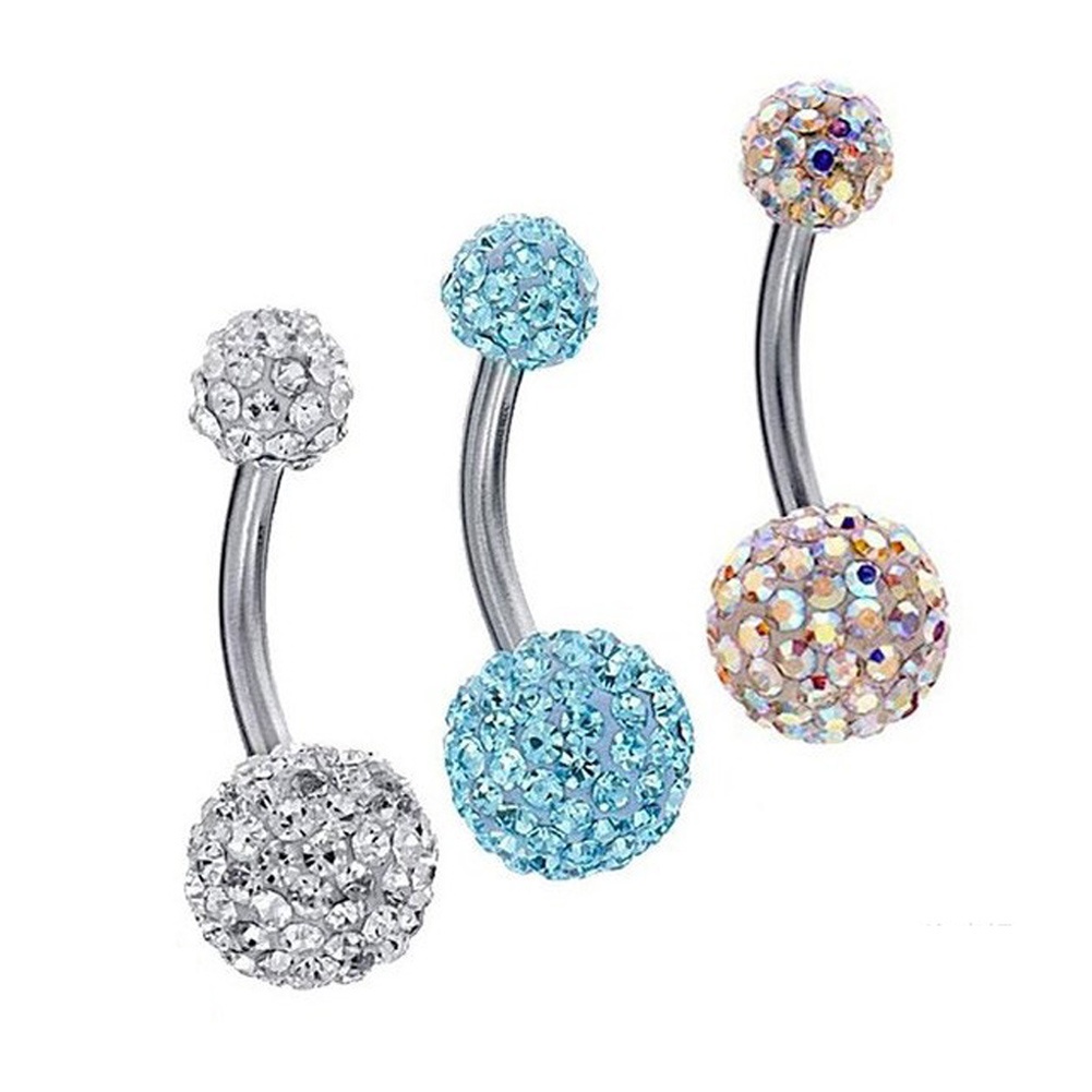 Khuyên rốn bằng thép phẫu thuật đính đá quý nhiều màu thích hợp múa bụng Shamballa