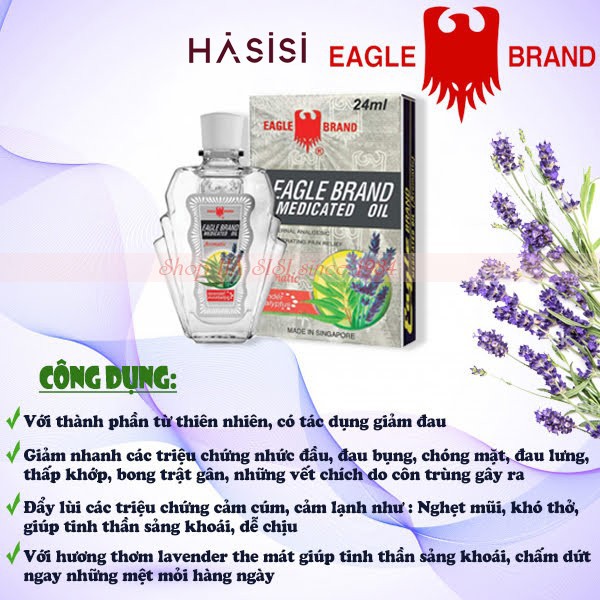 Dầu gió EAGLE BRAND - Medicated Oil Aromatic Lavender Eucalyptus 24ml