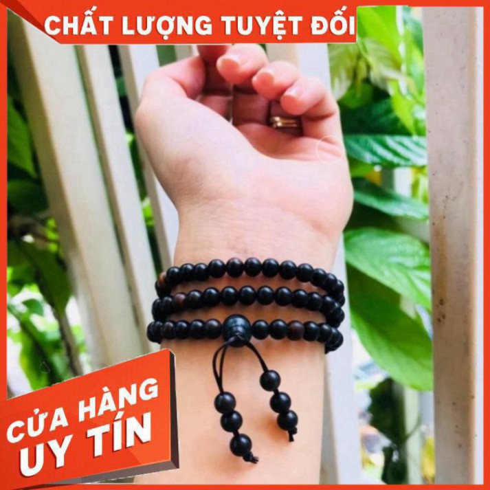 Trầm Hương Vòng tay Trầm hương Indo 108 Hạt Cao Cấp mùi thơm tự nhiên dễ chịu [ Tặng hộp gấm cao cấp ]