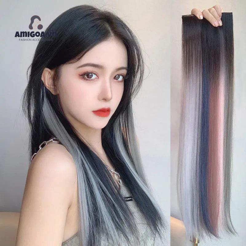 ✨✨1 Kẹp Tóc Giả Dài  Màu Sắc Gradient Cách Nhiệt