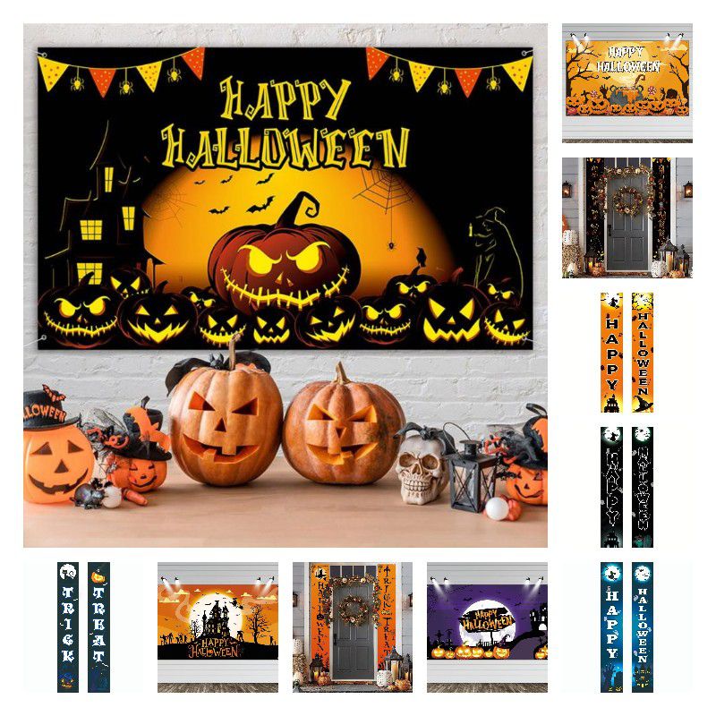 Halloween Party Castle Pumpkin Witch Background Cloth Banner Photography Props