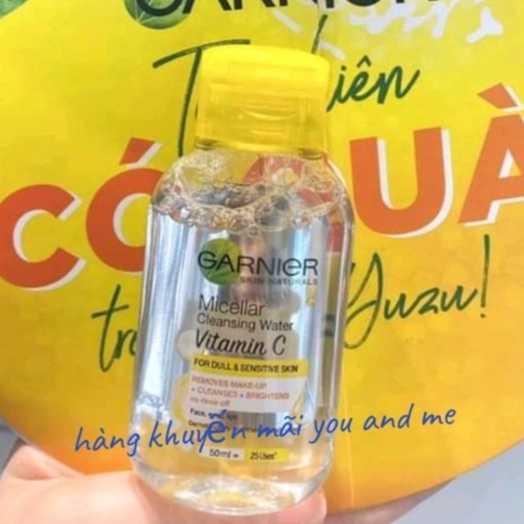 Nước Tẩy Trang Garnier Micellar Water Vitamin C Làm Sáng Da 50ml