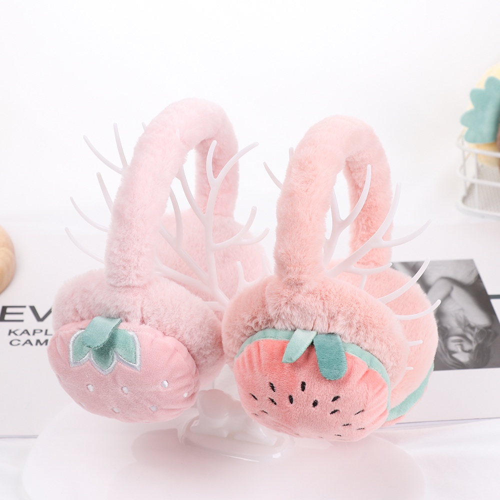 Chụp tai giữ ấm mùa đông thêu họa tiết trái cây hoạt hình xinh xắn cho bé