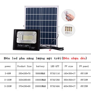 Đèn led pha năng lượng mặt trời 200w/100w/60w