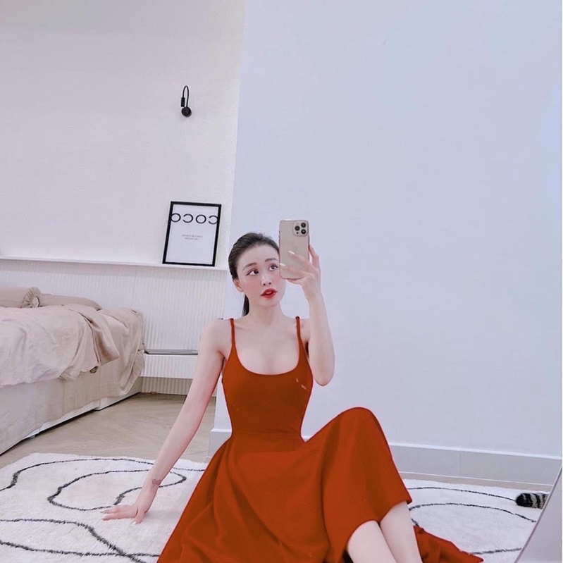 Đầm Dáng Xoè Mùa Hè Maxi Co Giãn Cổ Tròn Dáng Phồng byChang