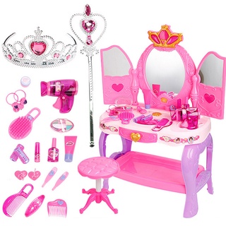 Đồ chơi trẻ em quà tặng công chúa bé gái chơi nhà bộ bàn lớn Bàn trang điểm Barbie bàn trang điểm cho bé Ngày sinh