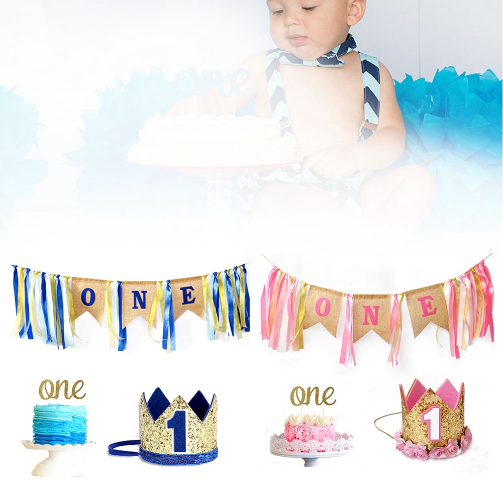 Set phụ kiện trang trí tiệc sinh nhật cho các bé 1 tuổi