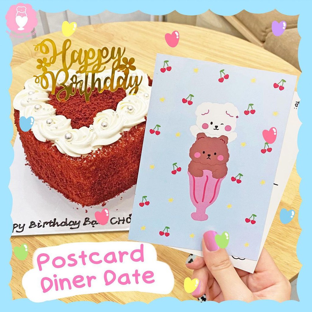 Thiệp sinh nhật, Postcard decor trang trí dán tường Diner Date (3 ver)