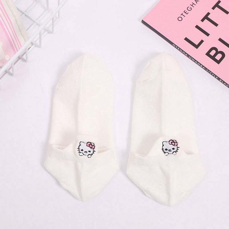 Vớ Cotton Thêu Hình Hello Kitty Đáng Yêu Cho Nữ