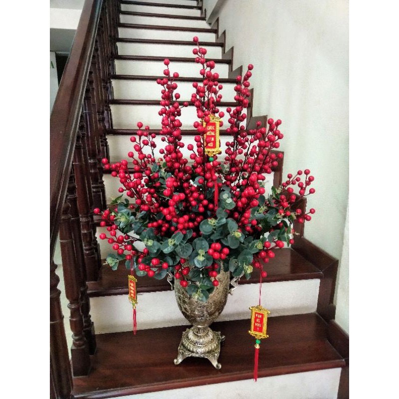 Cành đào đông (cherry) giả cao cấp, trang trí nhà cửa, văn phòng, decor (cành 12 nhánh) không dính