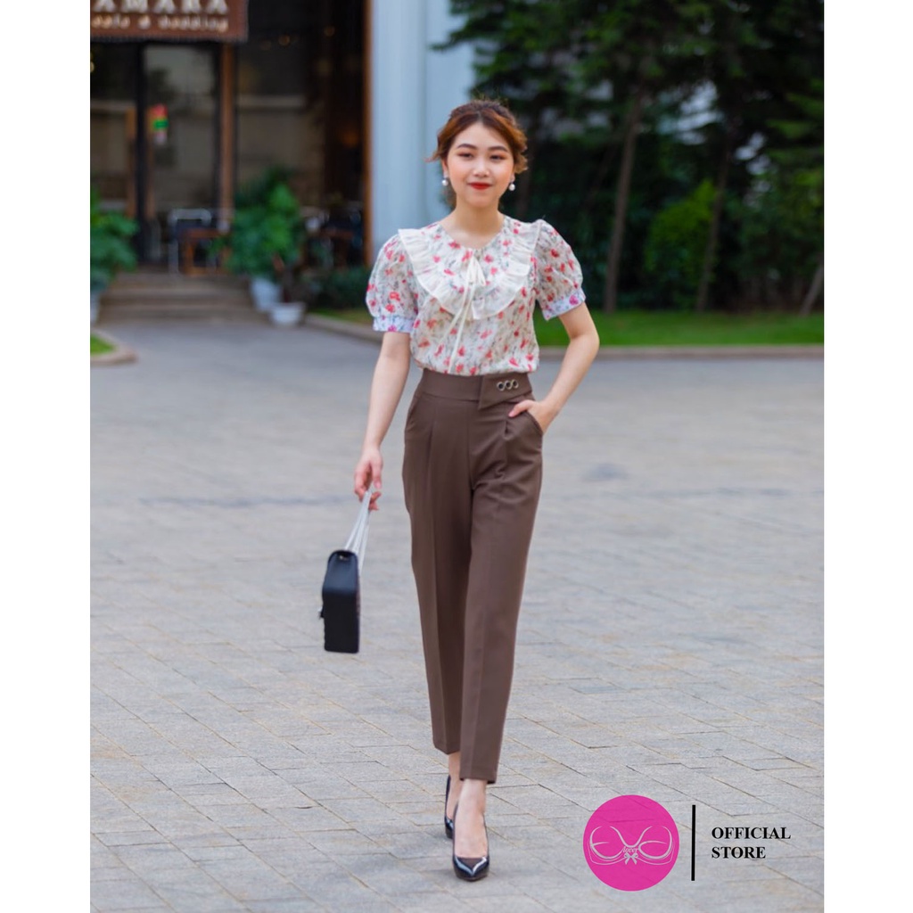 Quần Baggy Nữ Cạp Cao Evalover, kiểu dáng công sở, hàn quốc, phù hợp cho đi làm đi tiệc