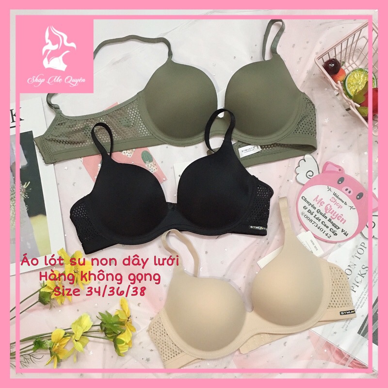 Áo lót nữ su non dây phối lưới hiện đại, quả trơn không gọng nâng ngực nhẹ nhàng