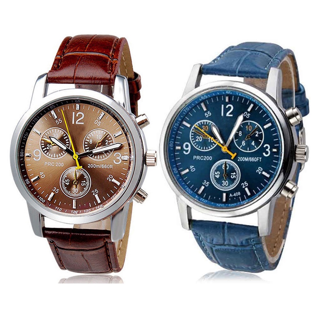 MACmk Fashion Men's Faux Leather Sport Watch Arabic Numerals Marker Quartz Wrist Watch
