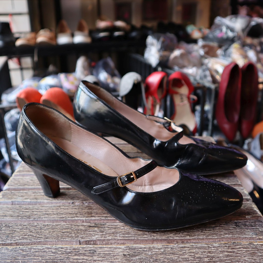 SIZE 37 - GIÀY CAO GÓT 6CM DA THẬT + DA BÓNG HIỆU SALVATORE FERREGAMO CỦA ITALY - HÀNG SECOND HAND ĐÃ QUA SỬ DỤNG