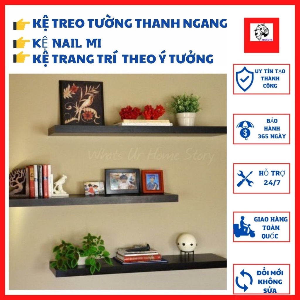 Kệ treo tường, thanh ngang trang trí decor kiểu dáng hàn quốc 50 x 15cm. kèm phụ kiện GIÁ XƯỞNG zenkota